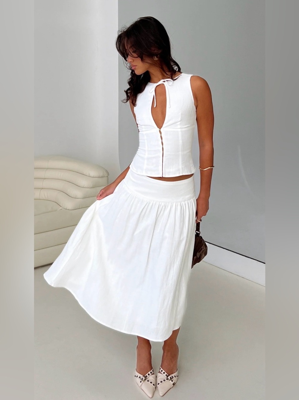 Princess Polly Heart of Gold Linen Blend Midi Skirt